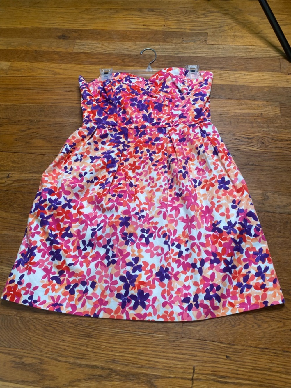 Shoshanna Strapless Floral Dress Size 6 Pink Purple Fit & Flare - Picture 3 of 10